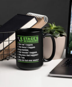 Alternative view of 6 Stages of Debugging Mug