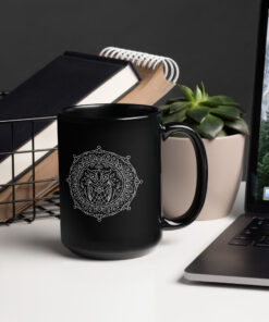 Alternative view of Horned Owl Mandala Mug